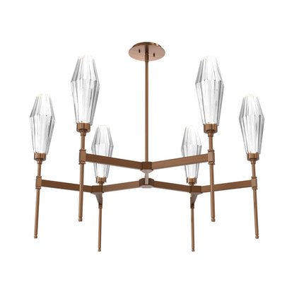 Aalto Round Belvedere LED Chandelier in Oil Rubbed Bronze/Clear Blown Glass.
