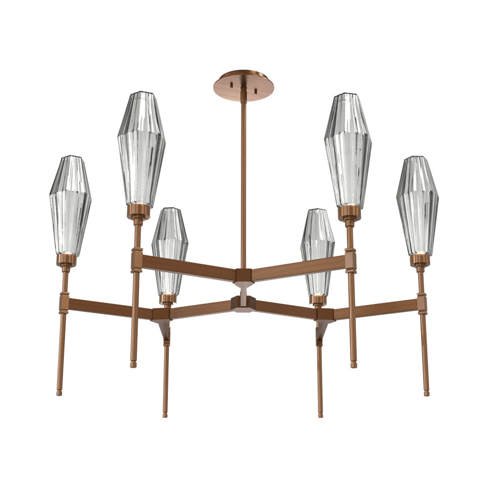 Aalto Round Belvedere LED Chandelier in Oil Rubbed Bronze/Smoke Blown Glass.