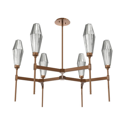 Aalto Round Belvedere LED Chandelier in Oil Rubbed Bronze/Smoke Blown Glass.