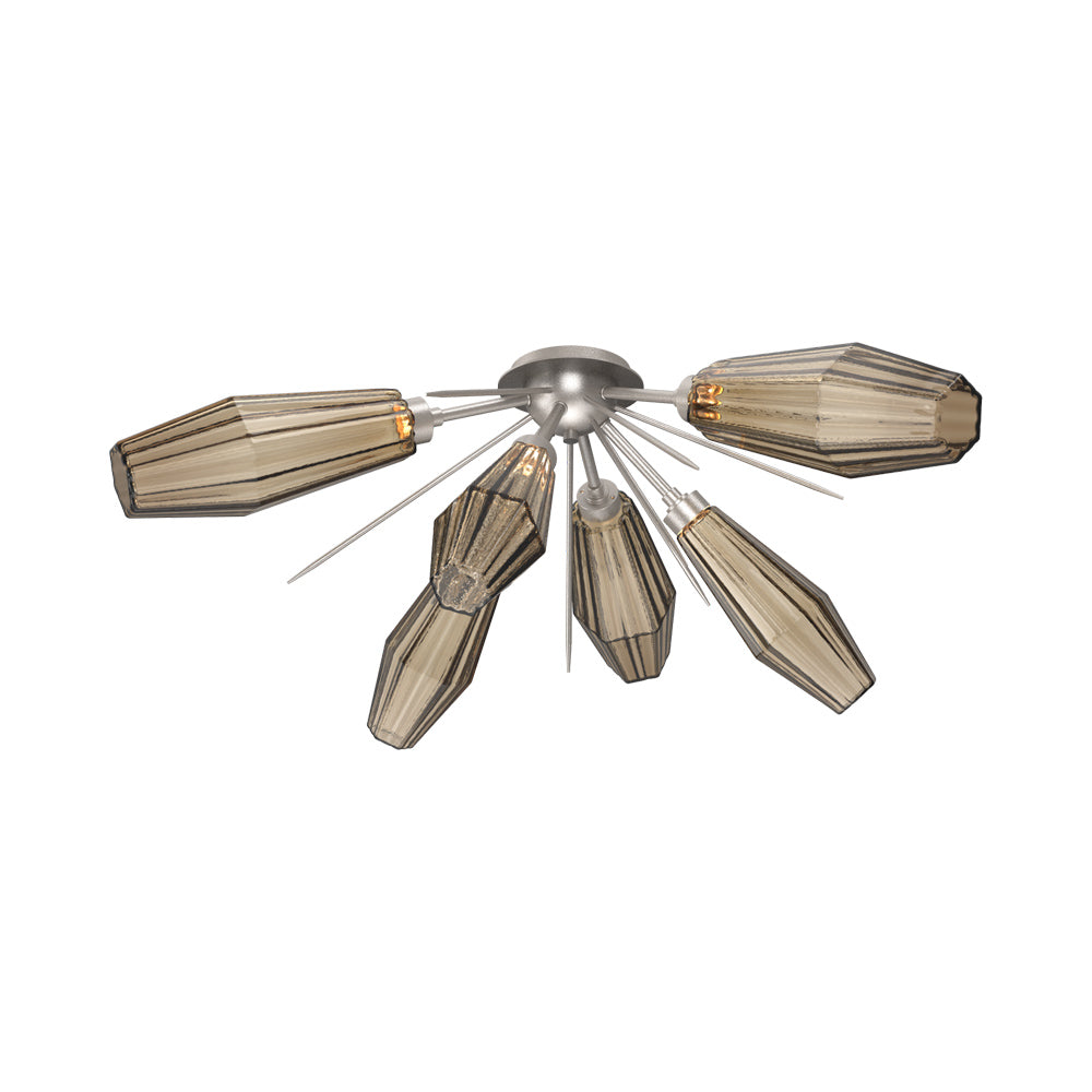 Aalto Starburst LED Flush Mount Ceiling Light in Beige Silver/Bronze Blown Glass.