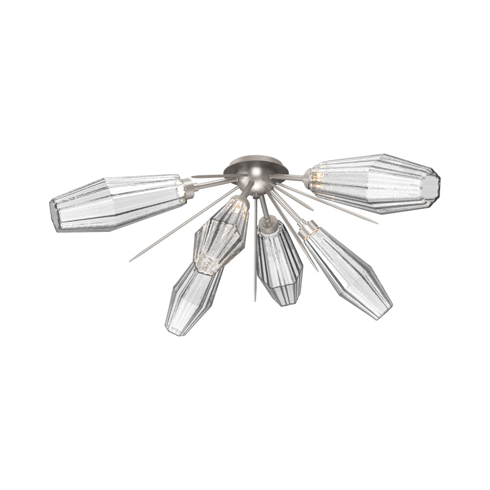 Aalto Starburst LED Flush Mount Ceiling Light in Beige Silver/Clear Blown Glass.
