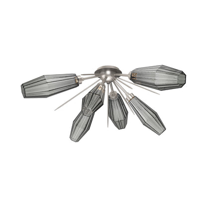 Aalto Starburst LED Flush Mount Ceiling Light in Beige Silver/Smoke Blown Glass.
