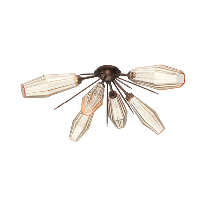 Aalto Starburst LED Flush Mount Ceiling Light in Burnished Bronze/Amber Blown Glass.