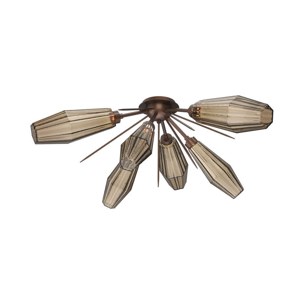 Aalto Starburst LED Flush Mount Ceiling Light in Burnished Bronze/Bronze Blown Glass.