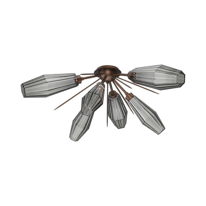 Aalto Starburst LED Flush Mount Ceiling Light in Burnished Bronze/Smoke Blown Glass.