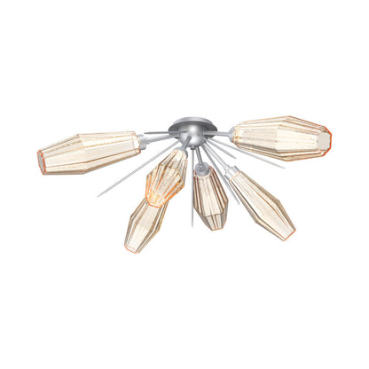 Aalto Starburst LED Flush Mount Ceiling Light in Classic Silver/Amber Blown Glass.