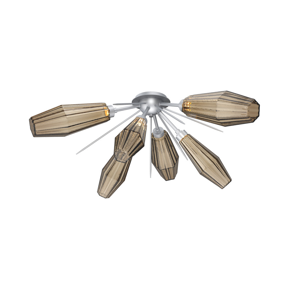 Aalto Starburst LED Flush Mount Ceiling Light in Classic Silver/Bronze Blown Glass.