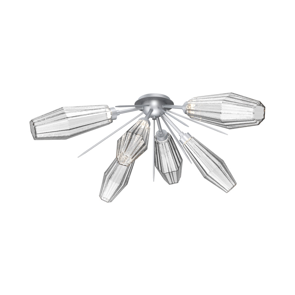 Aalto Starburst LED Flush Mount Ceiling Light in Classic Silver/Clear Blown Glass.