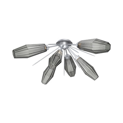 Aalto Starburst LED Flush Mount Ceiling Light in Classic Silver/Smoke Blown Glass.