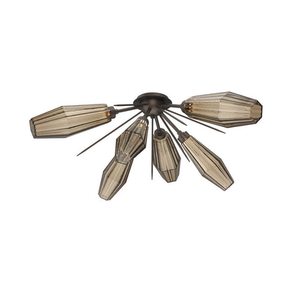 Aalto Starburst LED Flush Mount Ceiling Light in Flat Bronze/Bronze Blown Glass.