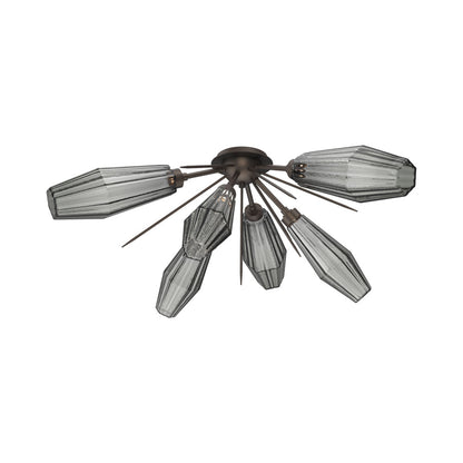 Aalto Starburst LED Flush Mount Ceiling Light in Flat Bronze/Smoke Blown Glass.