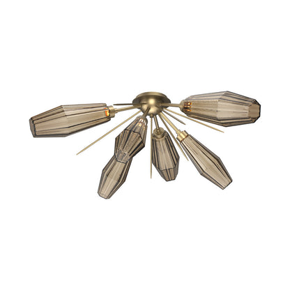 Aalto Starburst LED Flush Mount Ceiling Light in Gilded Brass/Bronze Blown Glass.