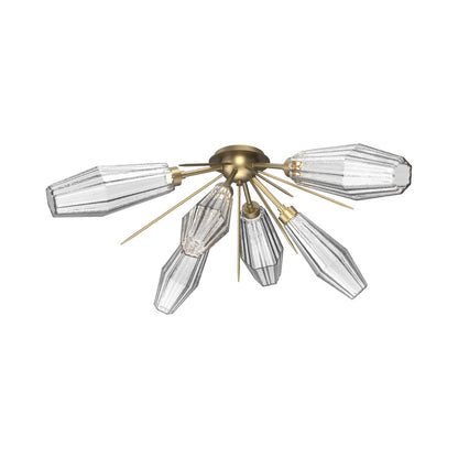 Aalto Starburst LED Flush Mount Ceiling Light in Gilded Brass/Clear Blown Glass.
