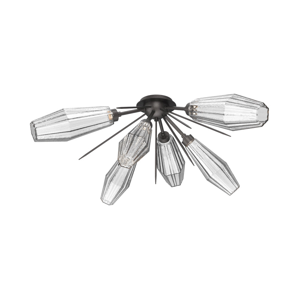 Aalto Starburst LED Flush Mount Ceiling Light in Graphite/Clear Blown Glass.