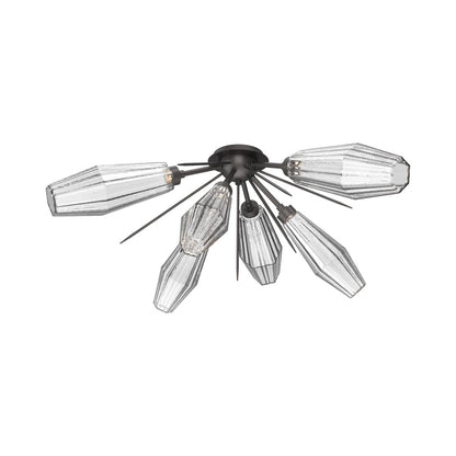 Aalto Starburst LED Flush Mount Ceiling Light in Graphite/Clear Blown Glass.