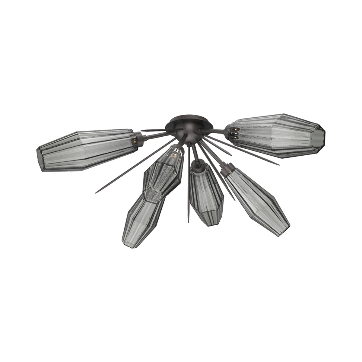 Aalto Starburst LED Flush Mount Ceiling Light in Graphite/Smoke Blown Glass.