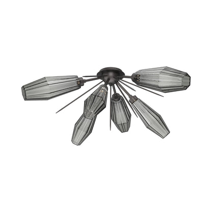 Aalto Starburst LED Flush Mount Ceiling Light in Graphite/Smoke Blown Glass.