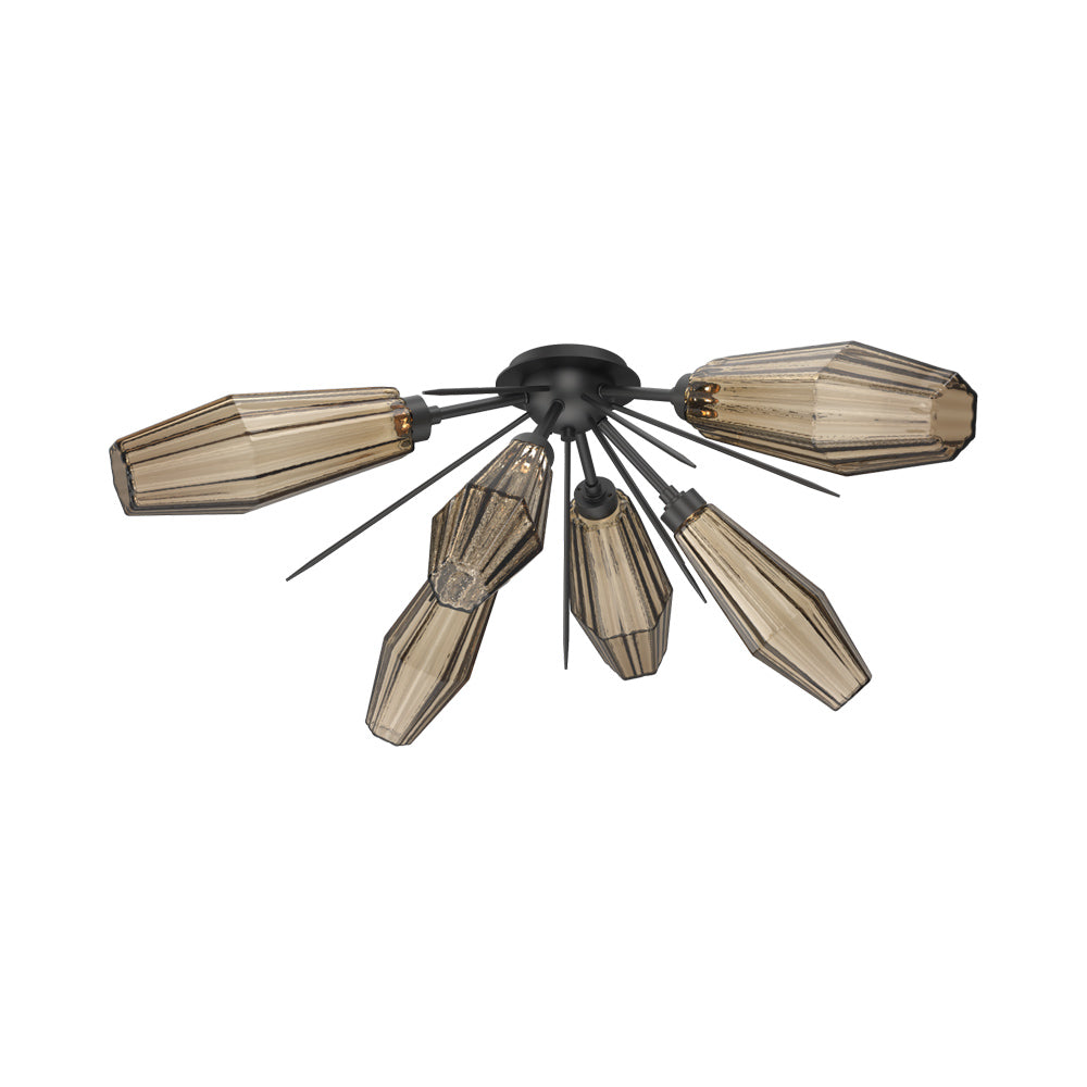 Aalto Starburst LED Flush Mount Ceiling Light in Matte Black/Bronze Blown Glass.
