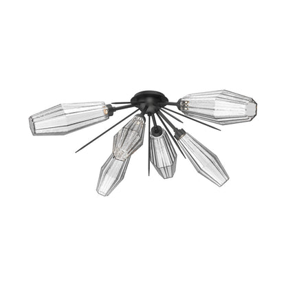 Aalto Starburst LED Flush Mount Ceiling Light in Matte Black/Clear Blown Glass.