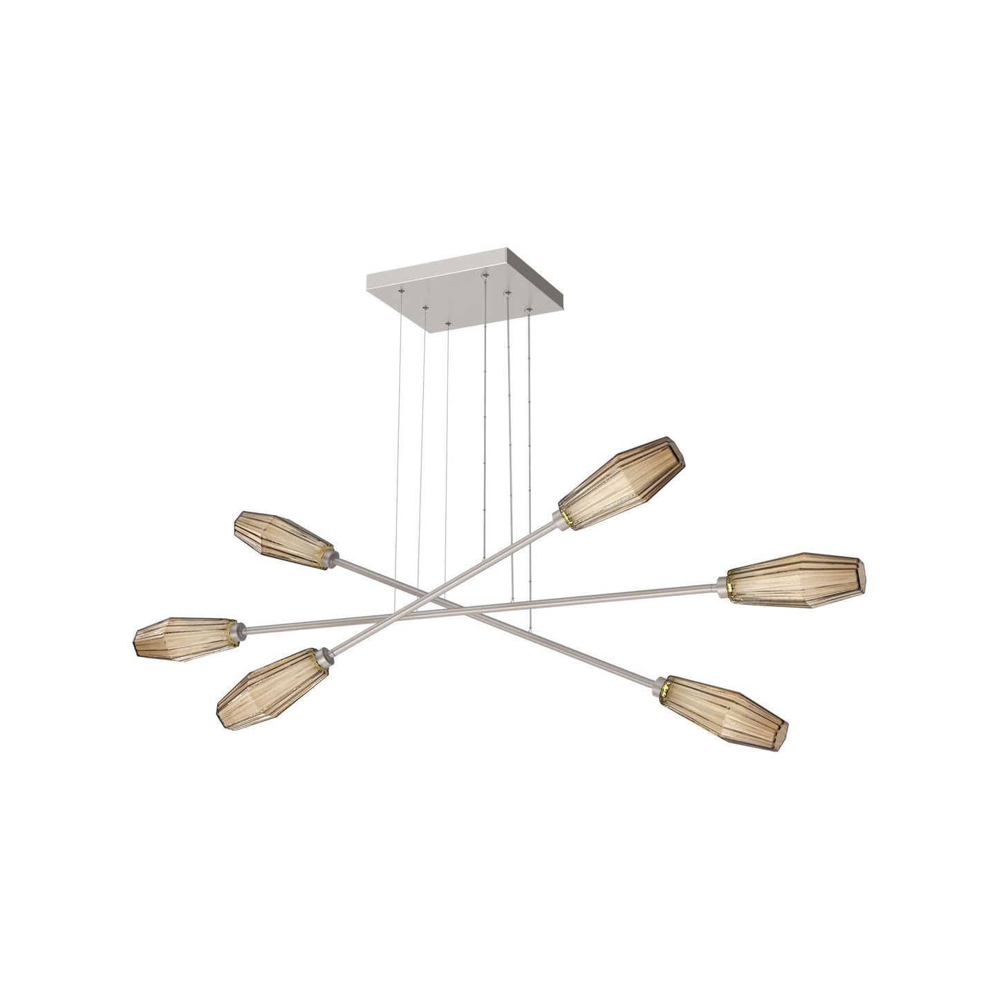 Aalto Triple Moda Linear LED Chandelier in Beige Silver/Bronze Blown Glass.