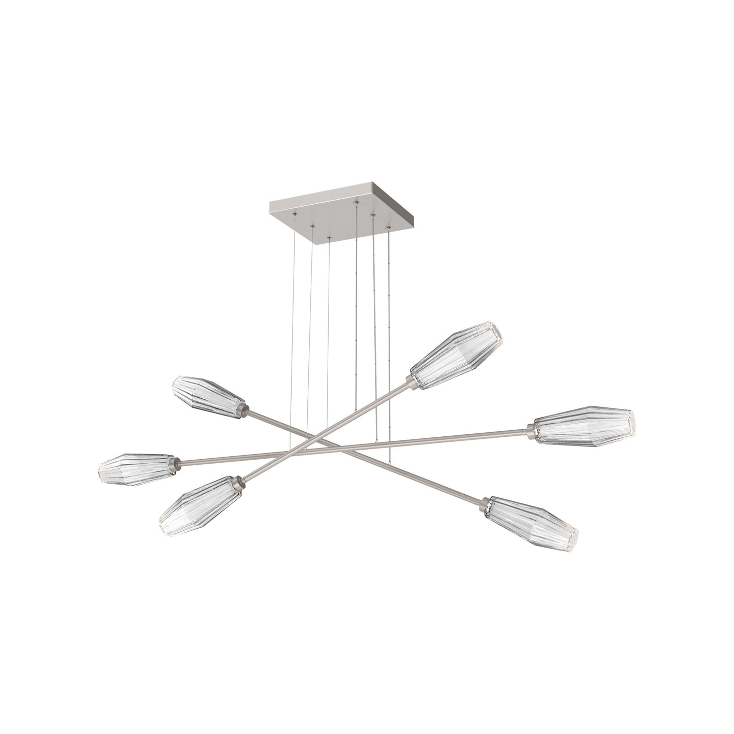 Aalto Triple Moda Linear LED Chandelier in Beige Silver/Clear Blown Glass.