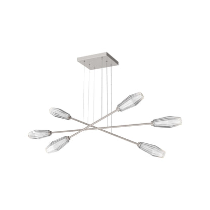 Aalto Triple Moda Linear LED Chandelier in Beige Silver/Clear Blown Glass.