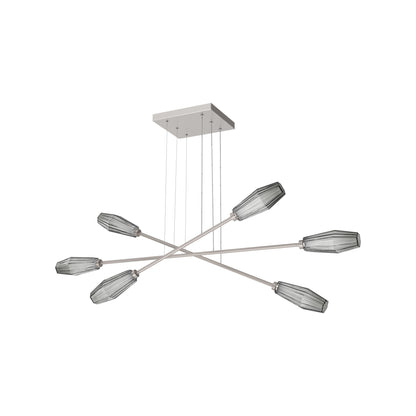 Aalto Triple Moda Linear LED Chandelier in Beige Silver/Smoke Blown Glass.
