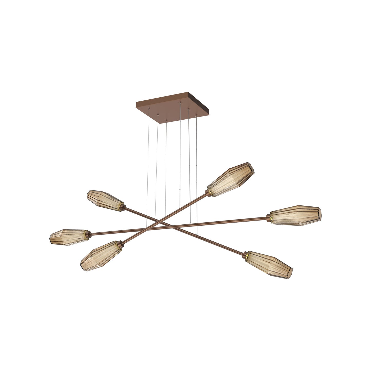 Aalto Triple Moda Linear LED Chandelier in Burnished Bronze/Bronze Blown Glass.