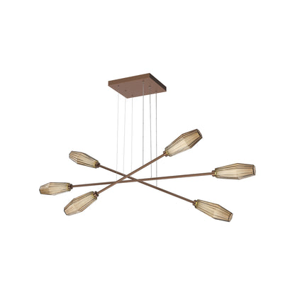 Aalto Triple Moda Linear LED Chandelier in Burnished Bronze/Bronze Blown Glass.