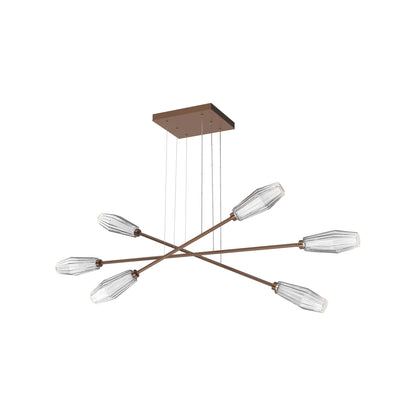 Aalto Triple Moda Linear LED Chandelier in Burnished Bronze/Clear Blown Glass.