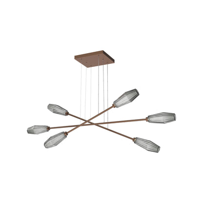 Aalto Triple Moda Linear LED Chandelier in Burnished Bronze/Smoke Blown Glass.