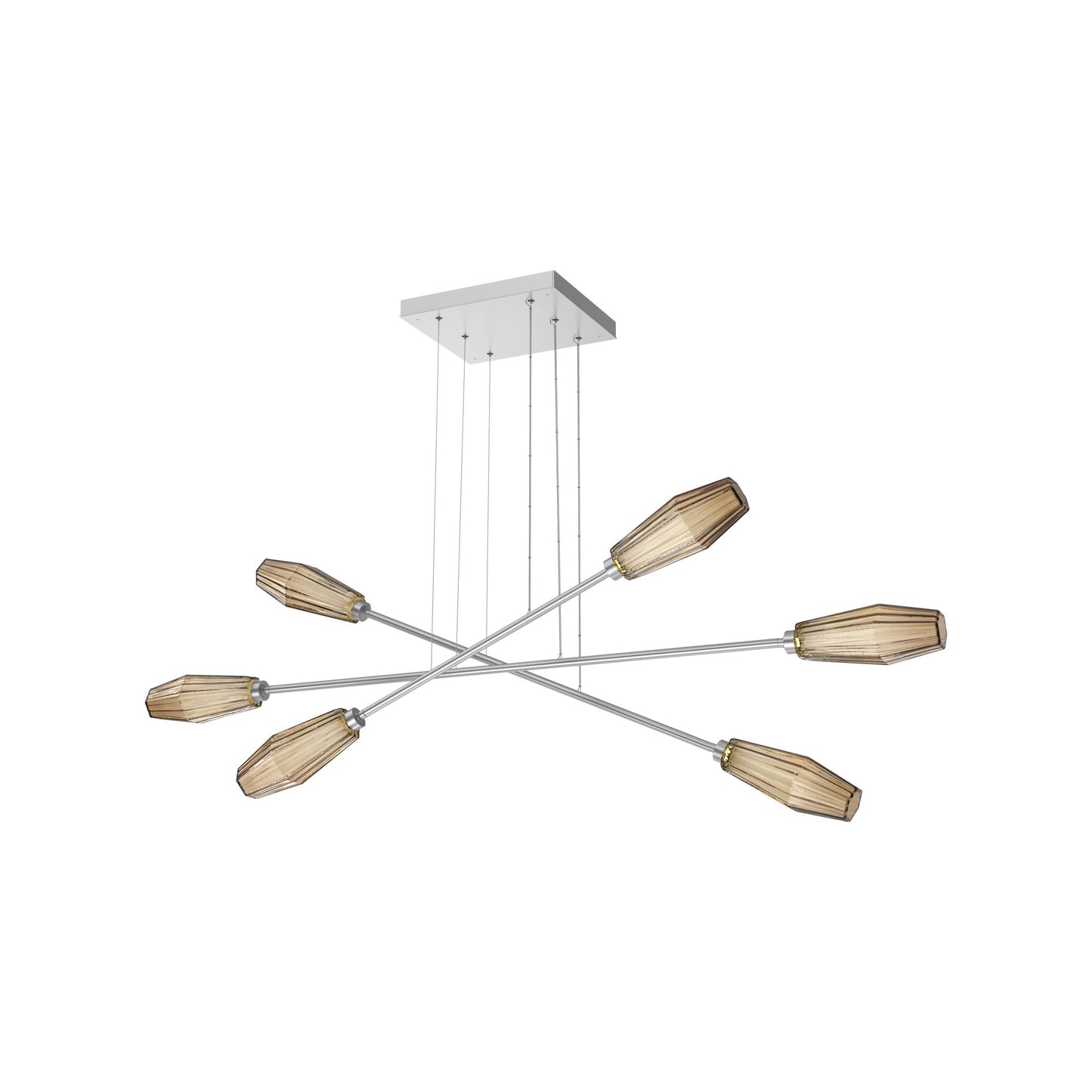 Aalto Triple Moda Linear LED Chandelier in Classic Silver/Bronze Blown Glass.