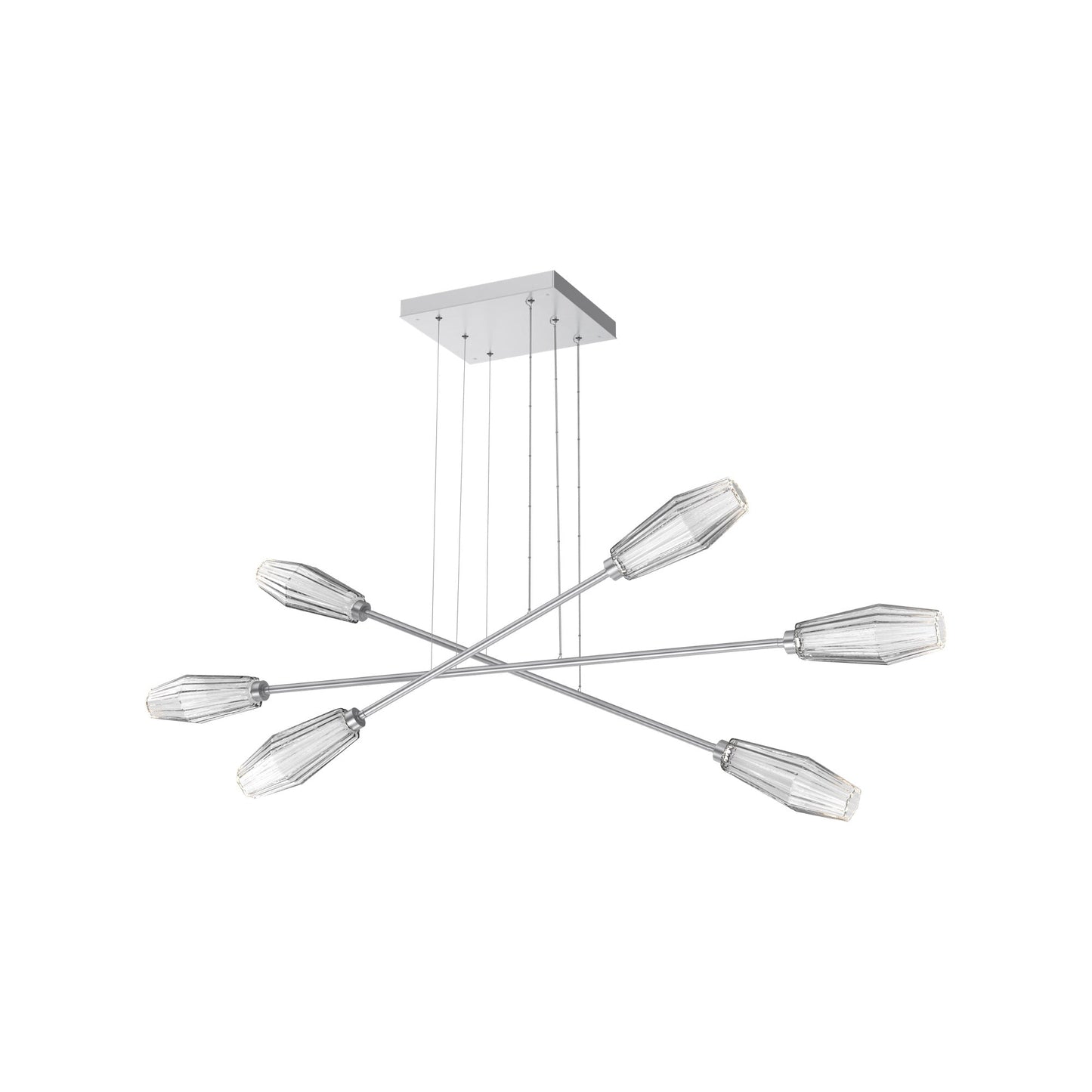 Aalto Triple Moda Linear LED Chandelier in Classic Silver/Clear Blown Glass.