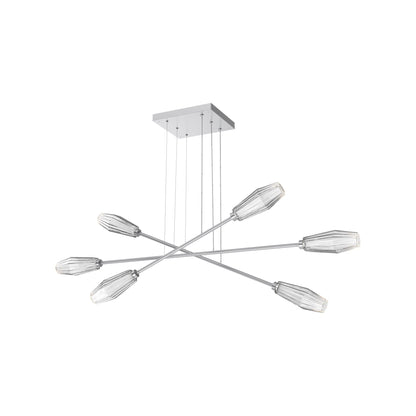 Aalto Triple Moda Linear LED Chandelier in Classic Silver/Clear Blown Glass.