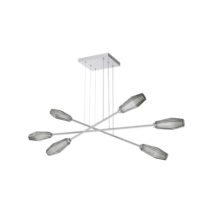 Aalto Triple Moda Linear LED Chandelier in Classic Silver/Smoke Blown Glass.