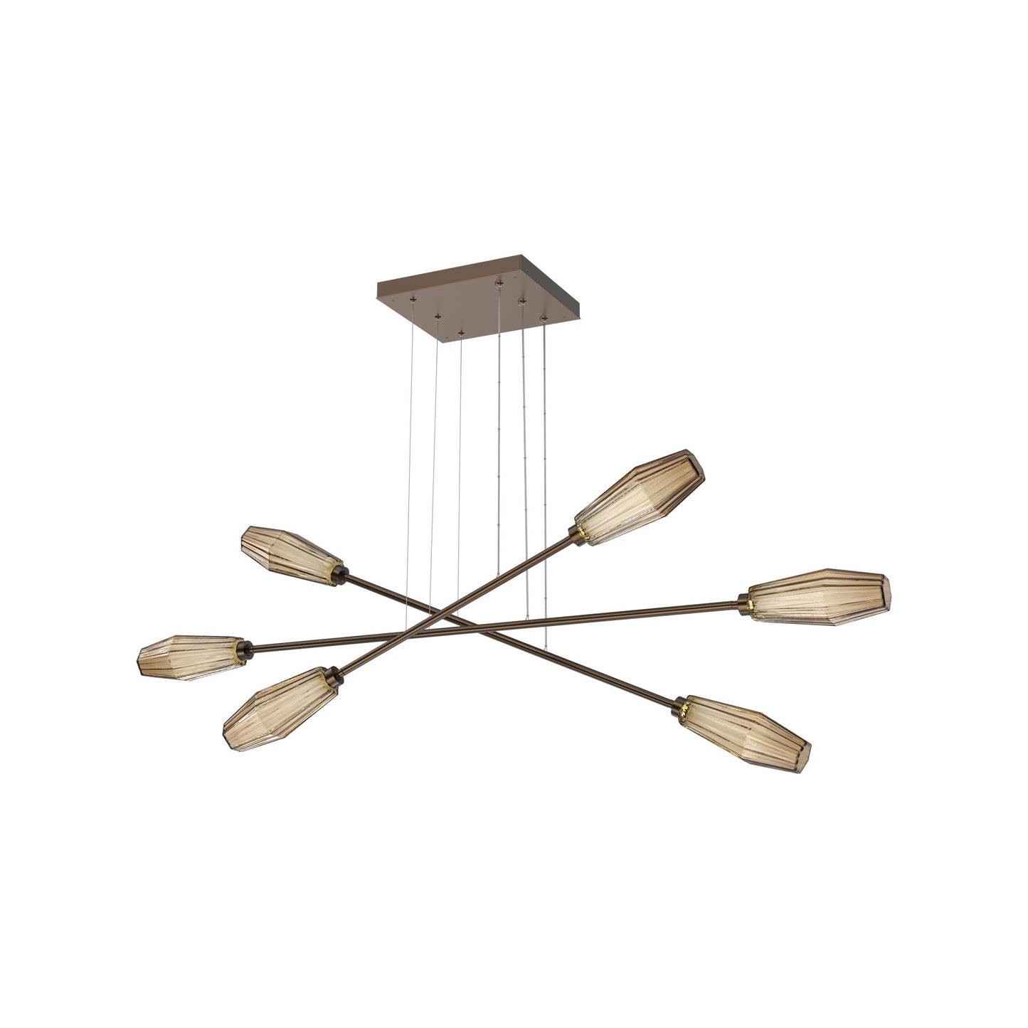 Aalto Triple Moda Linear LED Chandelier in Flat Bronze/Bronze Blown Glass.