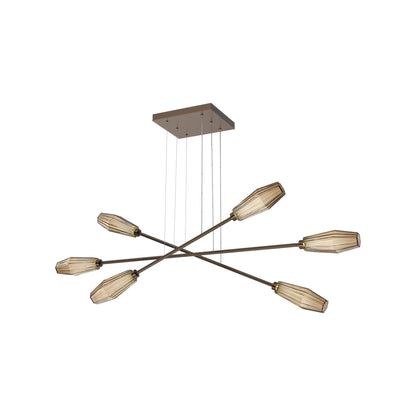 Aalto Triple Moda Linear LED Chandelier in Flat Bronze/Bronze Blown Glass.