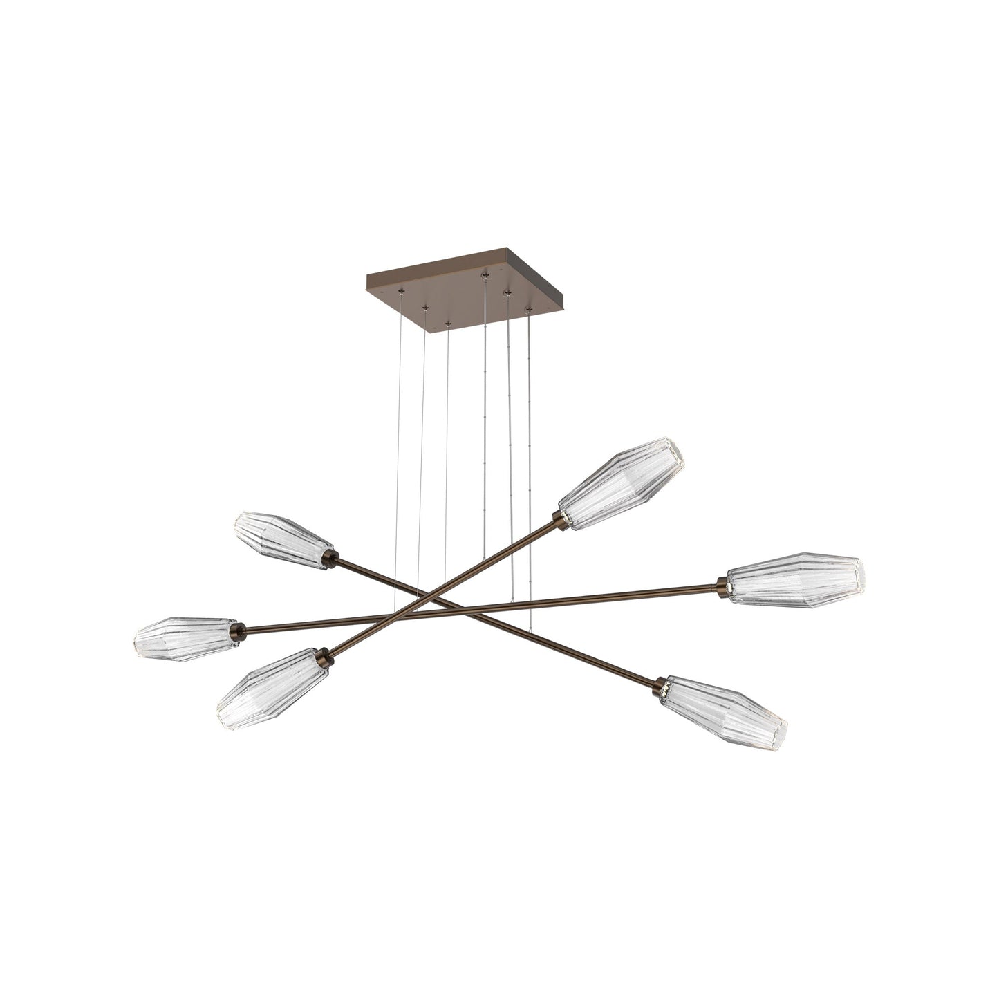 Aalto Triple Moda Linear LED Chandelier in Flat Bronze/Clear Blown Glass.