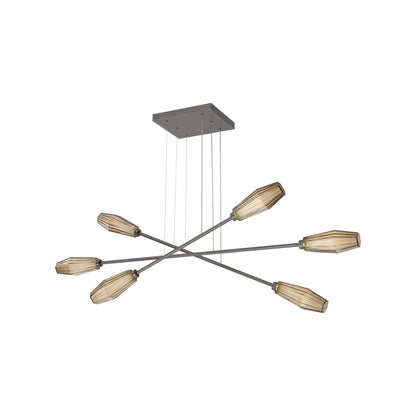 Aalto Triple Moda Linear LED Chandelier in Graphite/Bronze Blown Glass.