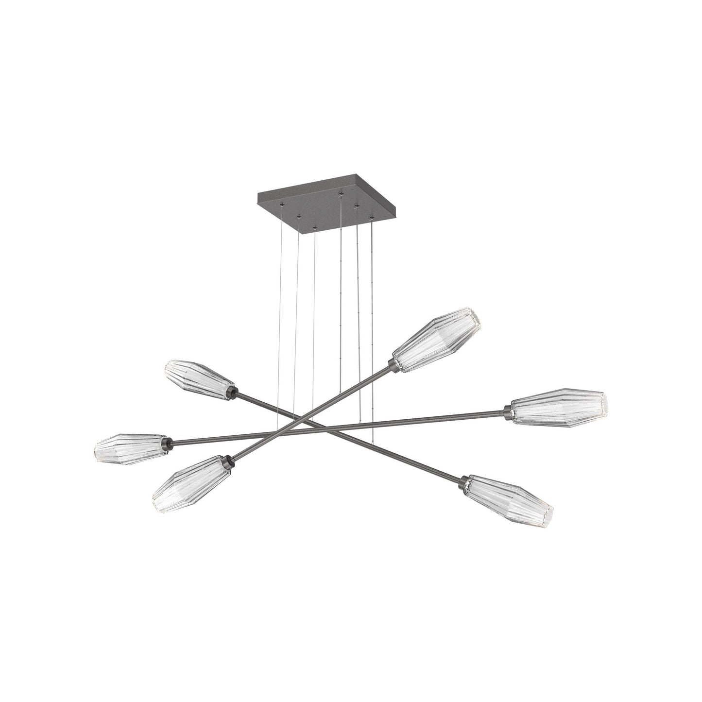 Aalto Triple Moda Linear LED Chandelier in Graphite/Clear Blown Glass.