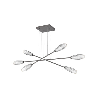 Aalto Triple Moda Linear LED Chandelier in Graphite/Clear Blown Glass.