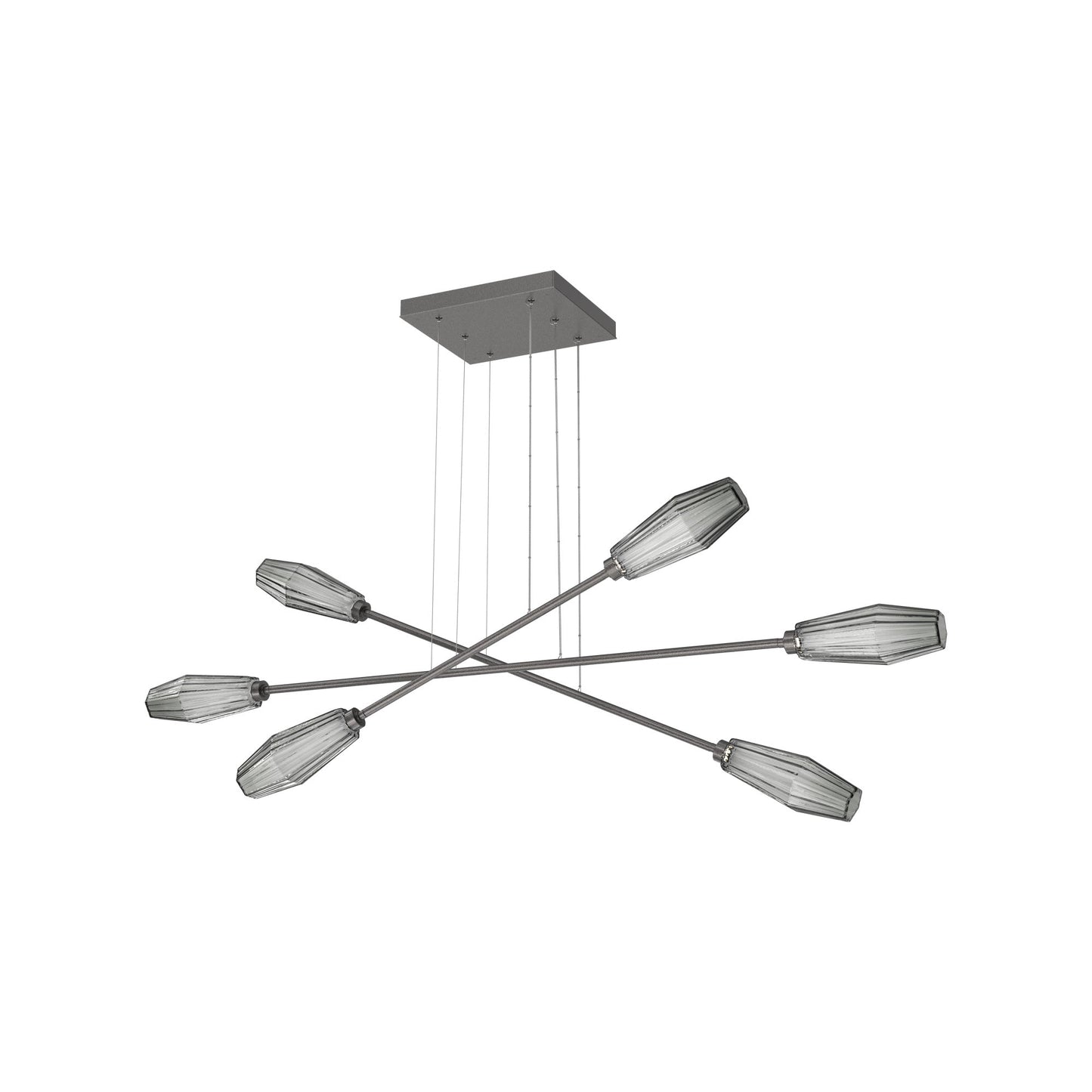 Aalto Triple Moda Linear LED Chandelier in Graphite/Smoke Blown Glass.