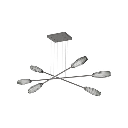 Aalto Triple Moda Linear LED Chandelier in Graphite/Smoke Blown Glass.