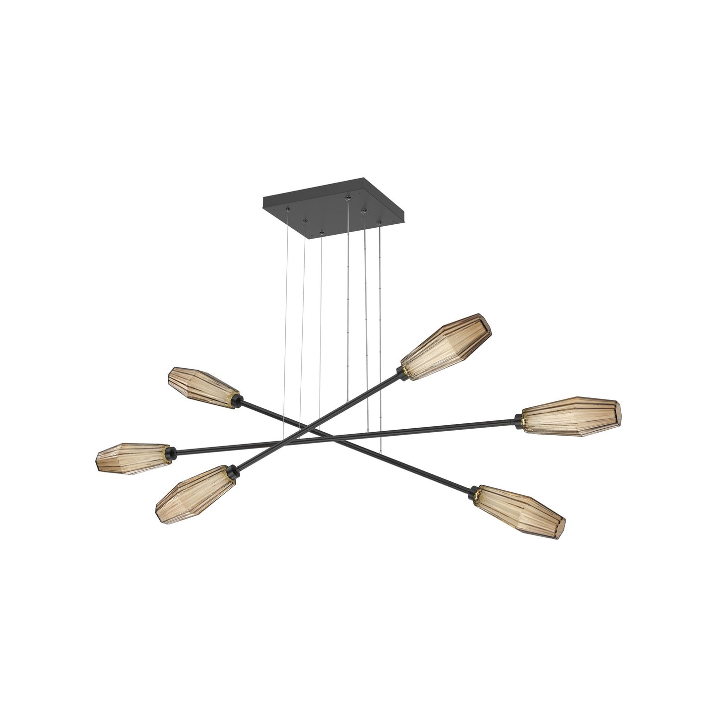 Aalto Triple Moda Linear LED Chandelier in Matte Black/Bronze Blown Glass.