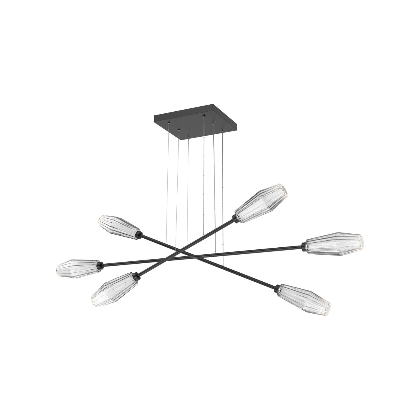 Aalto Triple Moda Linear LED Chandelier in Matte Black/Clear Blown Glass.
