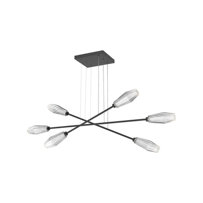 Aalto Triple Moda Linear LED Chandelier in Matte Black/Clear Blown Glass.