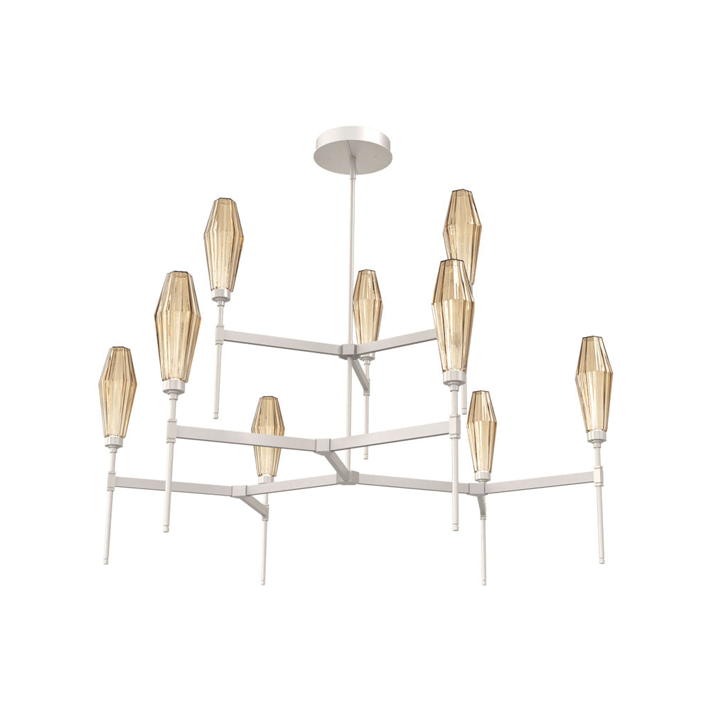 Aalto Two-Tier Round Belvedere LED Chandelier in Beige Silver/Bronze Blown Glass.