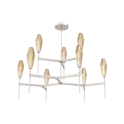 Aalto Two-Tier Round Belvedere LED Chandelier in Beige Silver/Bronze Blown Glass.