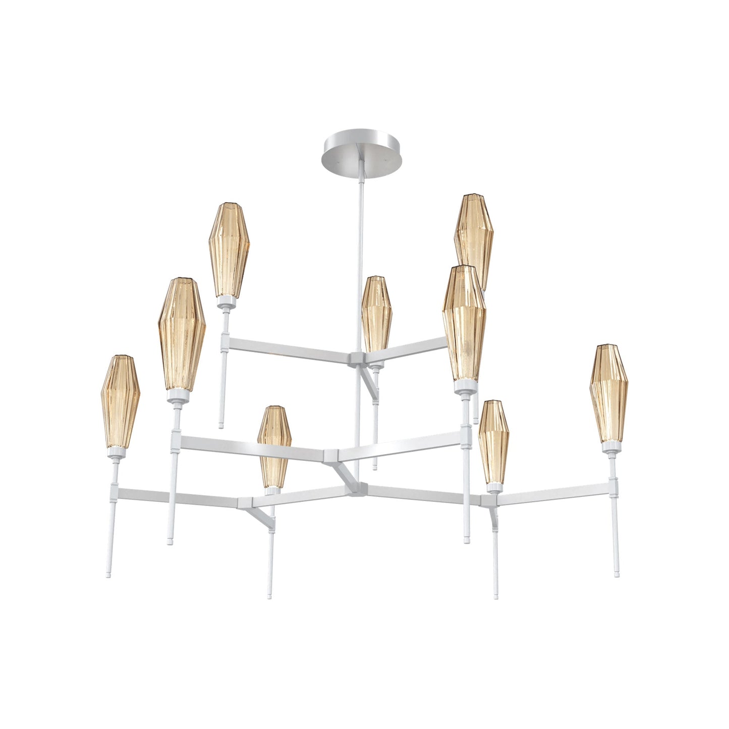 Aalto Two-Tier Round Belvedere LED Chandelier in Classic Silver/Bronze Blown Glass.