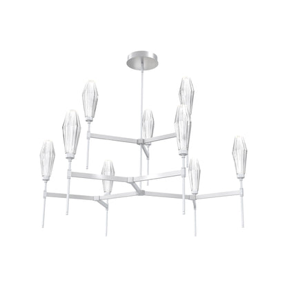Aalto Two-Tier Round Belvedere LED Chandelier in Classic Silver/Clear Blown Glass.